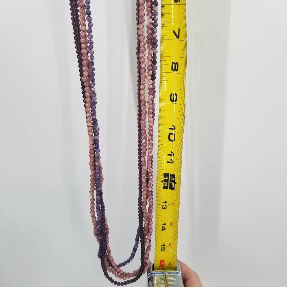 5 strands of round glass beads blue red purple stones craft jewelry necklaces